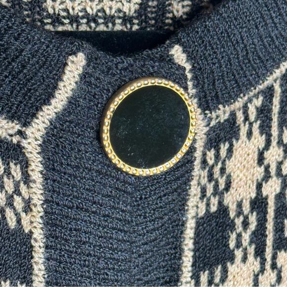 Don Sayres Wellmore Cardigan 10 Wool Blend Vintage Black Gold Buttons - Picture 11 of 12